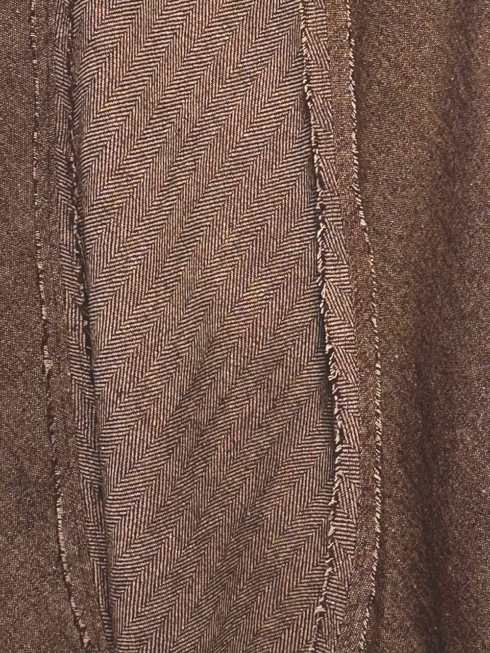 SUZY SHIER | Brown Herringbone Asymmetrical Boho Midi Skirt Artsy Festival - Picture 4 of 8